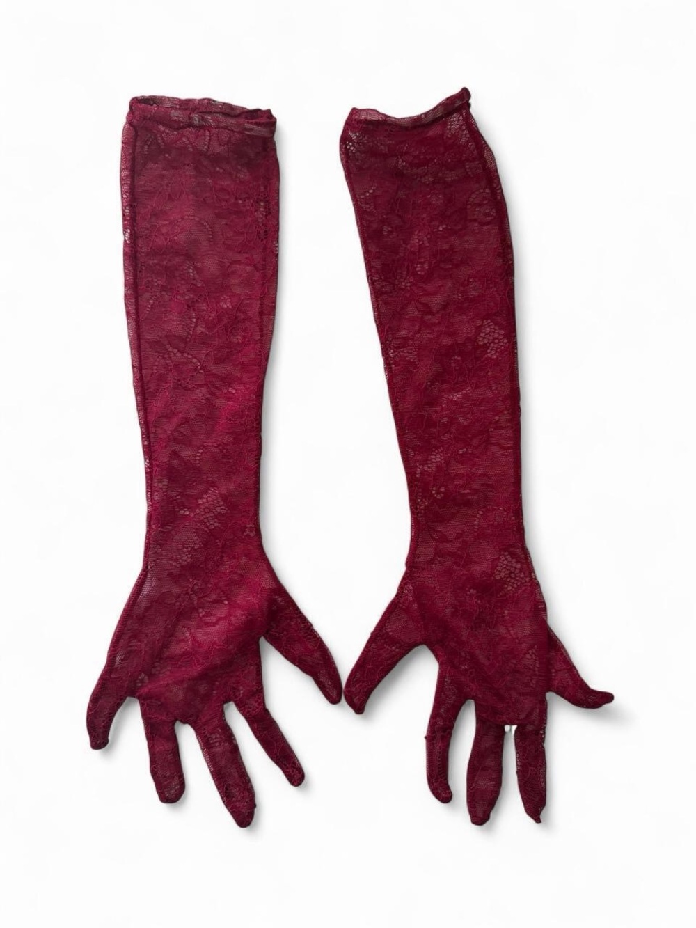 Red Sexy Lace Gloves Sheer Long Bride Wedding Party Arm Elbow Prom Halloween